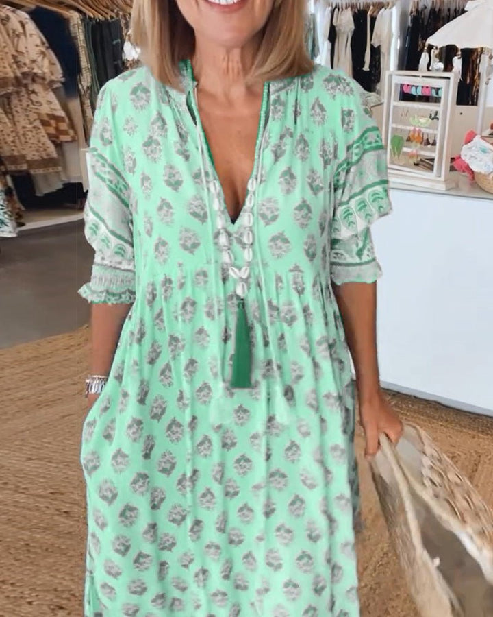 Ferlora™ | Chic Floral V-Neck Dress
