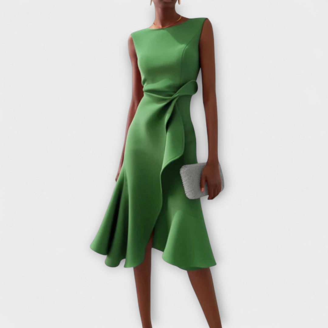 Ferlora™ | Draped Asymmetrical Midi Dress