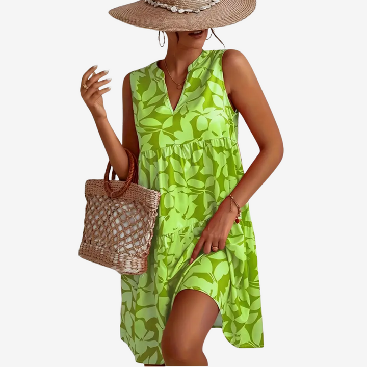 Ferlora™ | Playful Floral Midi Dress for Sunlit Days