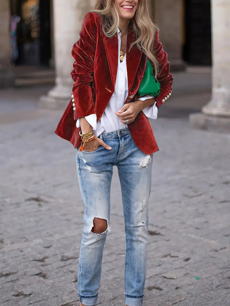 Ferlora™ | Elegant Velvet Blazer for Effortless Seasonal Sophistication
