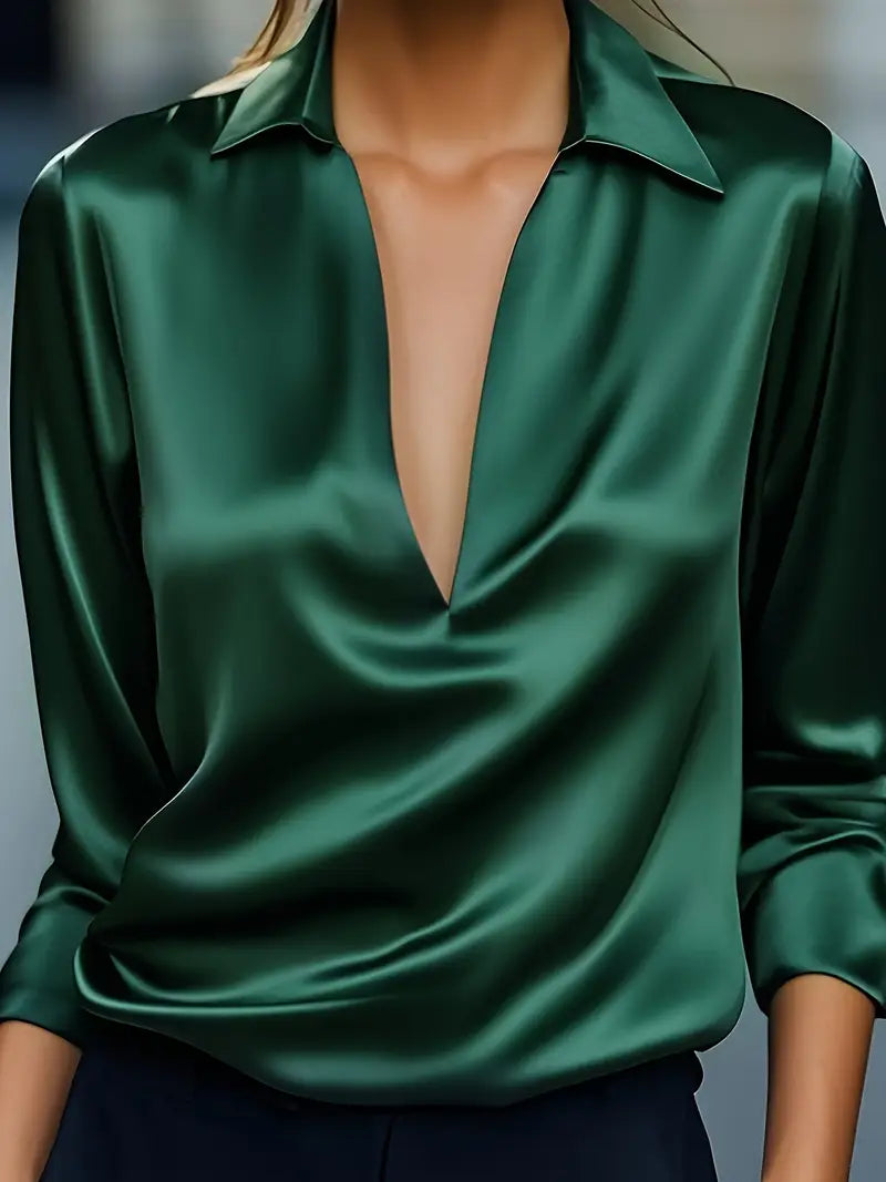 Ferlora™ | Elegant V-Neck Blouse for Day-to-Night Confidence