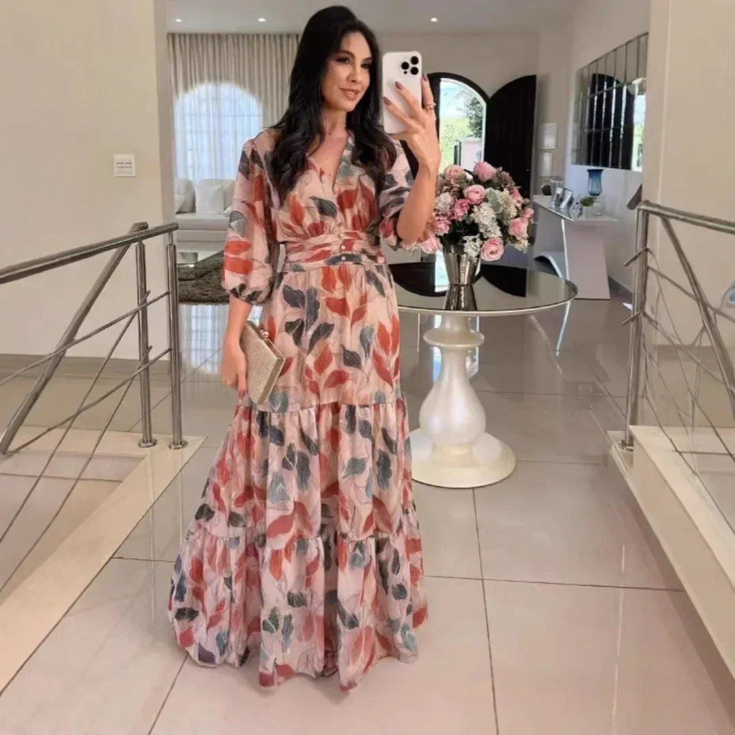 CLARISSA | Long Floral Dress with Comfortable Fit for Elegant Days