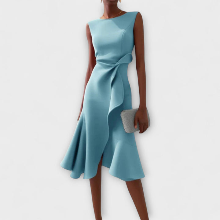Ferlora™ | Draped Asymmetrical Midi Dress
