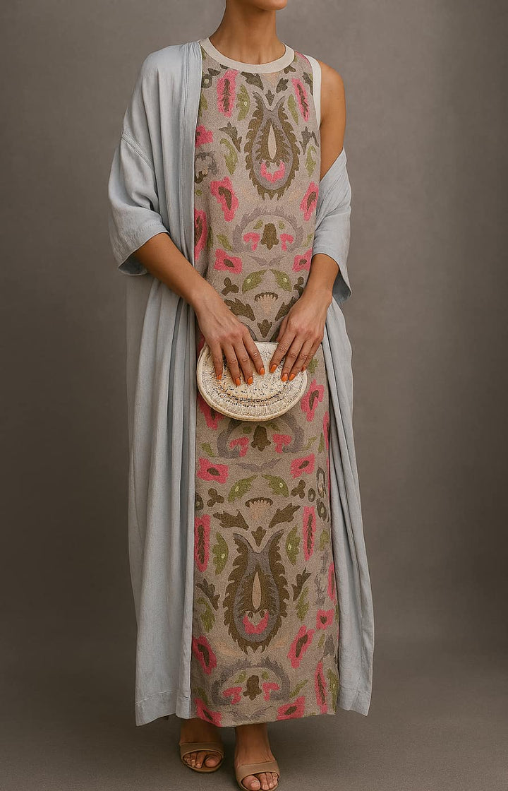 Ferlora™ | Elegant Flowy Long Dress with Matching Shawl for Special Occasions