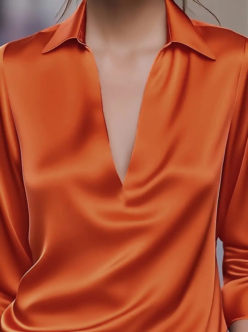 Ferlora™ | Elegant V-Neck Blouse for Day-to-Night Confidence