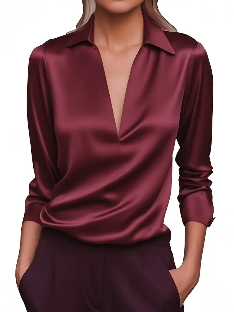 Ferlora™ | Elegant V-Neck Blouse for Day-to-Night Confidence