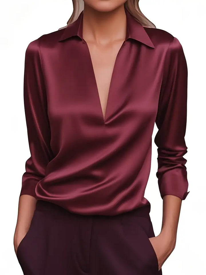 Ferlora™ | Elegant V-Neck Blouse for Day-to-Night Confidence