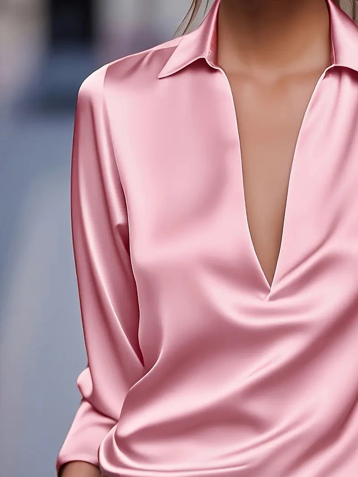 Ferlora™ | Elegant V-Neck Blouse for Day-to-Night Confidence
