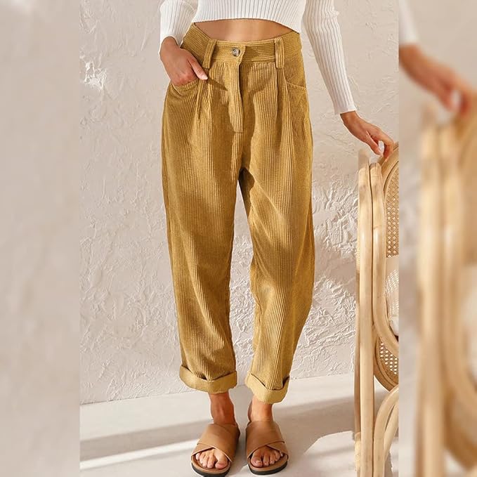 MANDY | COMFORTABLE HIGH-WAIST CORDUROY PANTS - Ferlora