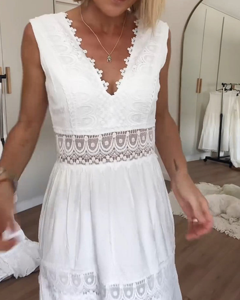 Ferlora™ | Timeless Lace-Detail Summer Dress for Effortless Elegance