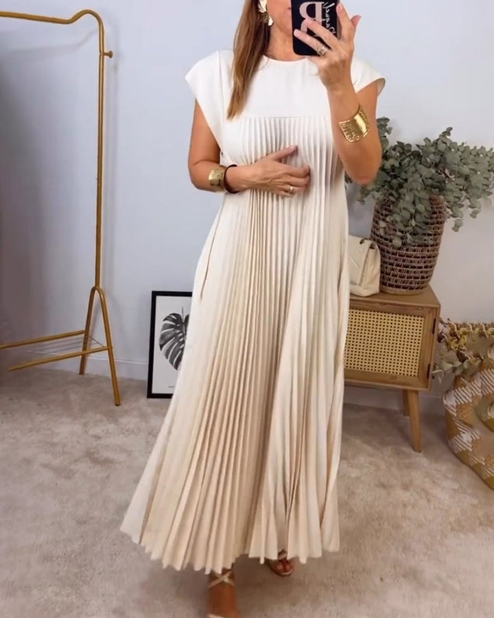 Sophia - Elegant Spliced Pleated Maxi Dress - Ferlora