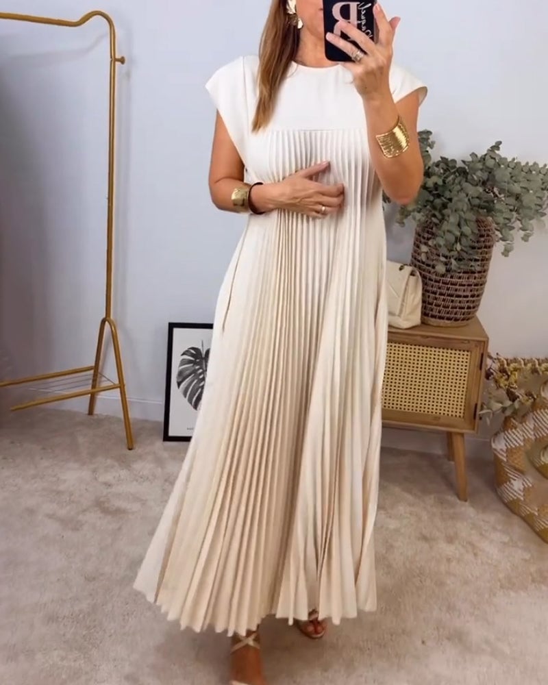 Sophia - Elegant Spliced Pleated Maxi Dress - Ferlora