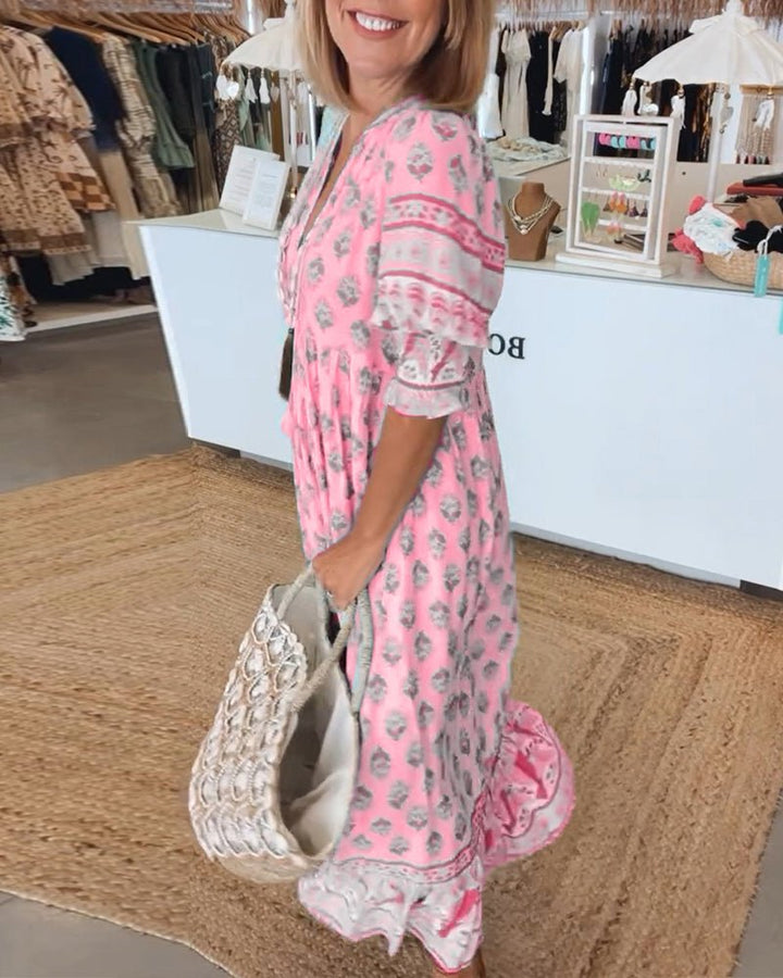 Ferlora™ | Chic Floral V-Neck Dress