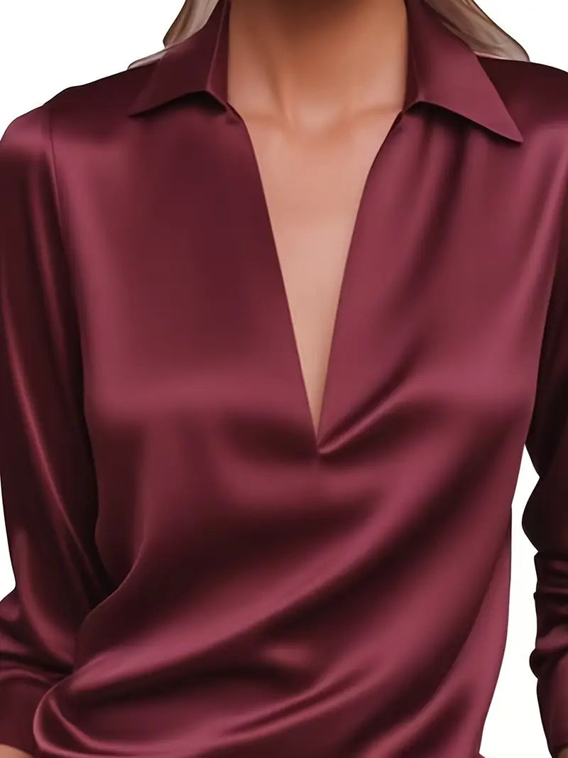 Ferlora™ | Elegant V-Neck Blouse for Day-to-Night Confidence