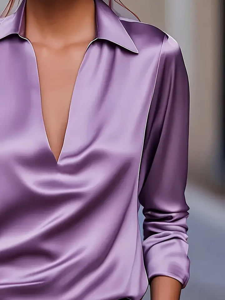 Ferlora™ | Elegant V-Neck Blouse for Day-to-Night Confidence