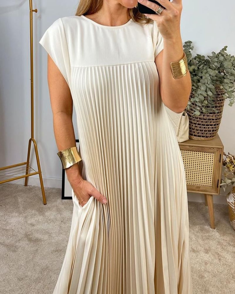 Sophia - Elegant Spliced Pleated Maxi Dress - Ferlora