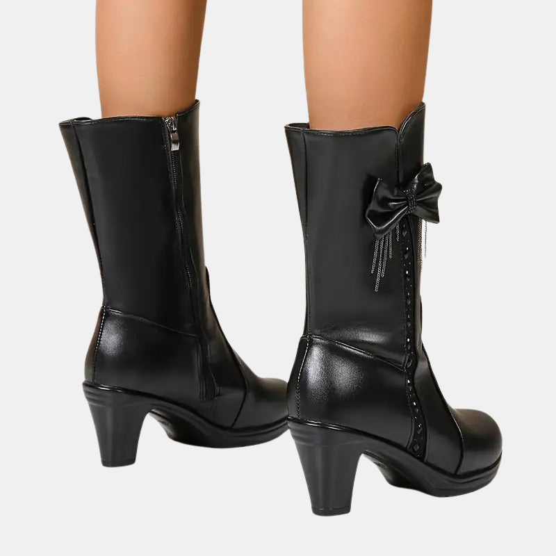 Natalia™ - Vintage Bow  Vegan Leather Boots