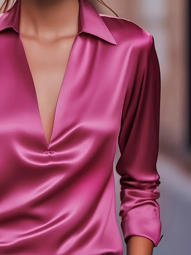 Ferlora™ | Elegant V-Neck Blouse for Day-to-Night Confidence