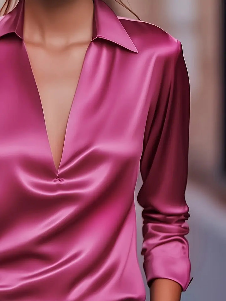 Ferlora™ | Elegant V-Neck Blouse for Day-to-Night Confidence