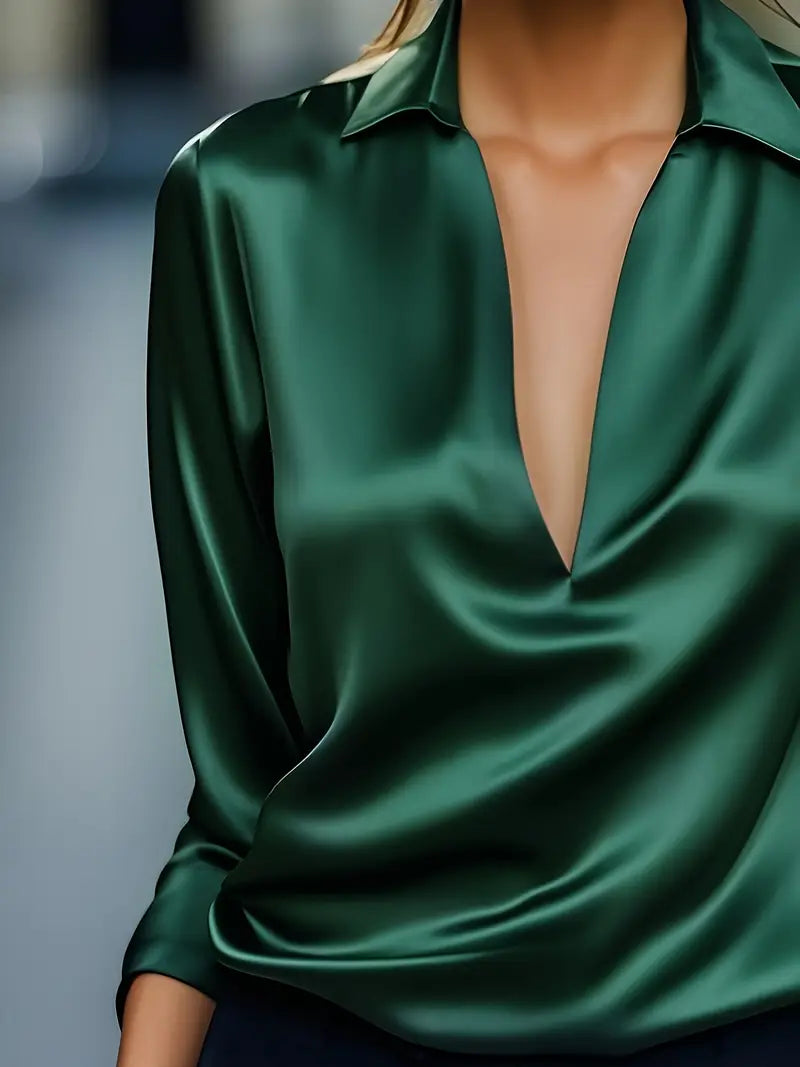 Ferlora™ | Elegant V-Neck Blouse for Day-to-Night Confidence