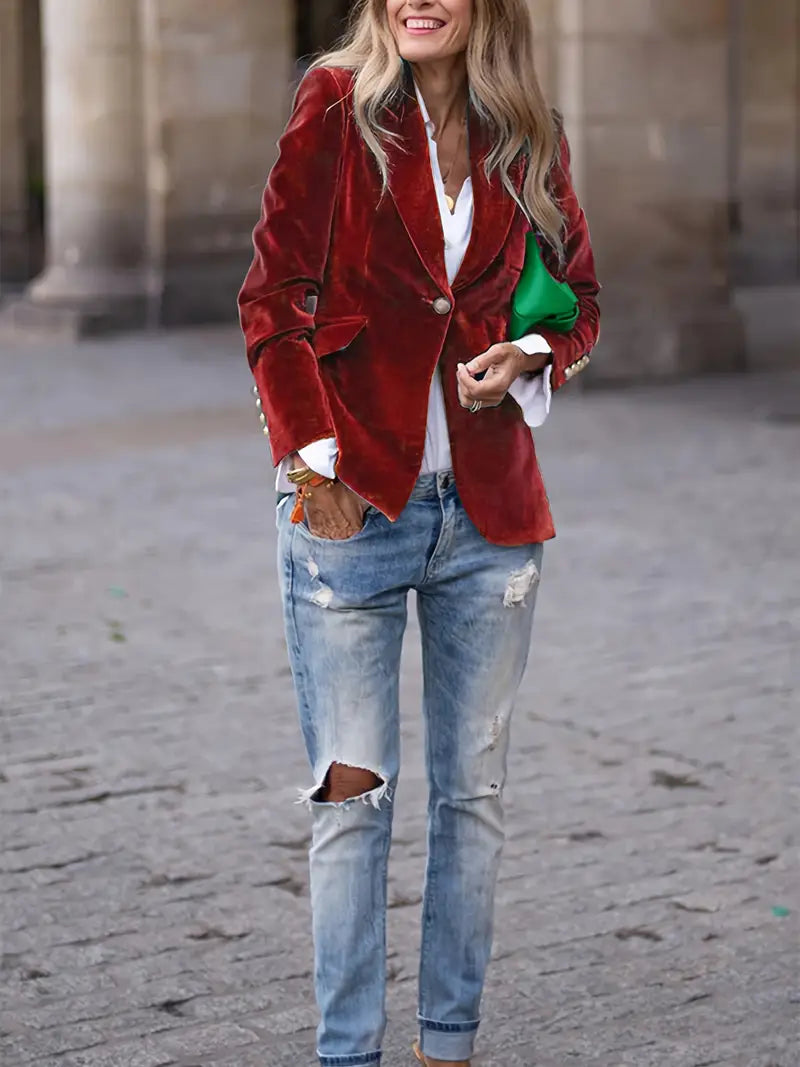 Ferlora™ | Elegant Velvet Blazer for Effortless Seasonal Sophistication
