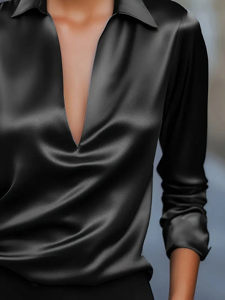 Ferlora™ | Elegant V-Neck Blouse for Day-to-Night Confidence
