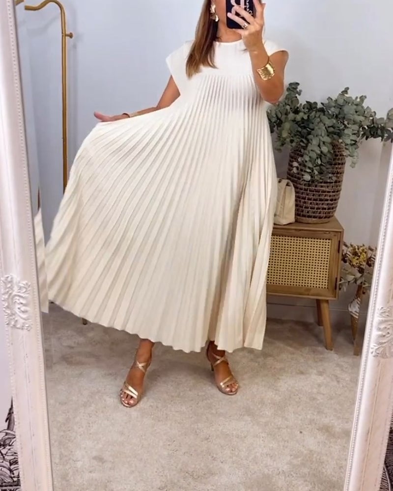 Sophia - Elegant Spliced Pleated Maxi Dress - Ferlora