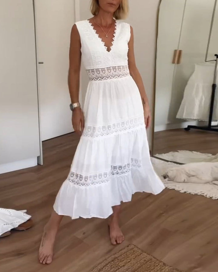 Ferlora™ | Timeless Lace-Detail Summer Dress for Effortless Elegance
