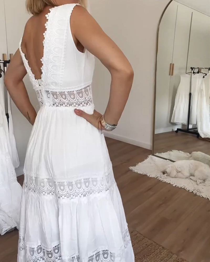 Ferlora™ | Timeless Lace-Detail Summer Dress for Effortless Elegance