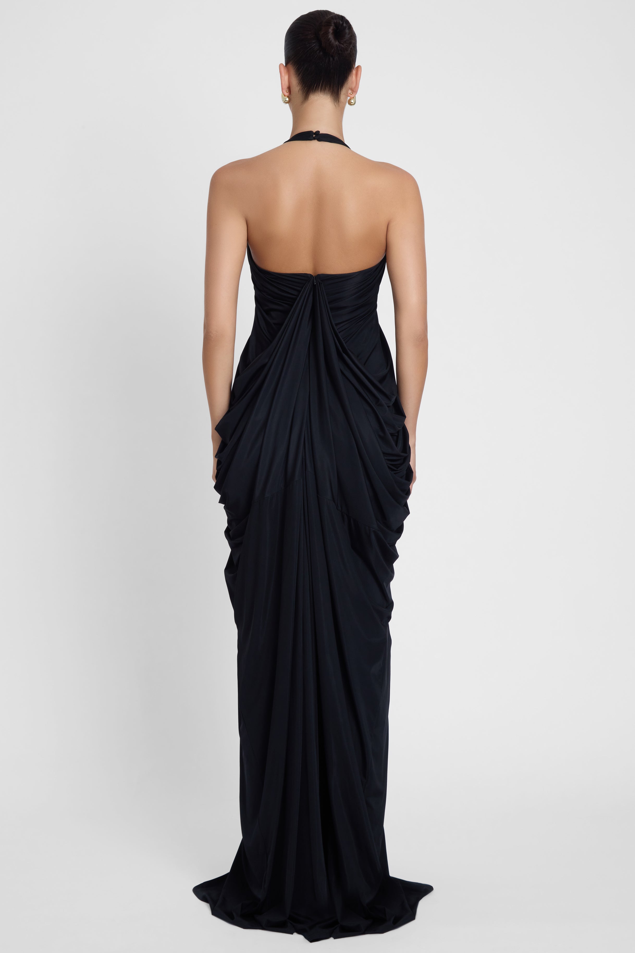 Ferlora™ | Cascade Drape Gown – Black