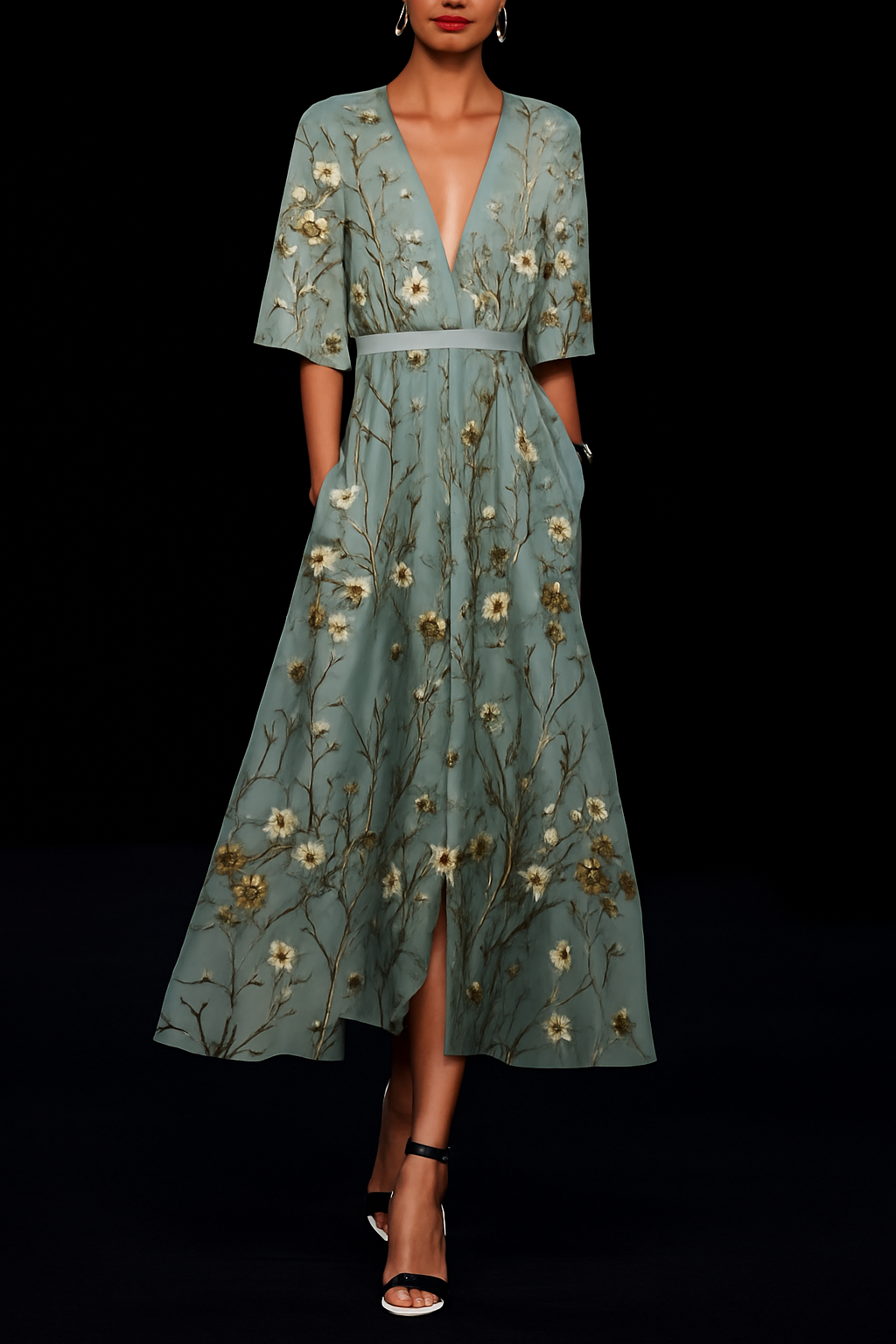 Ferlora™ | Elegant Floral Wrap Dress