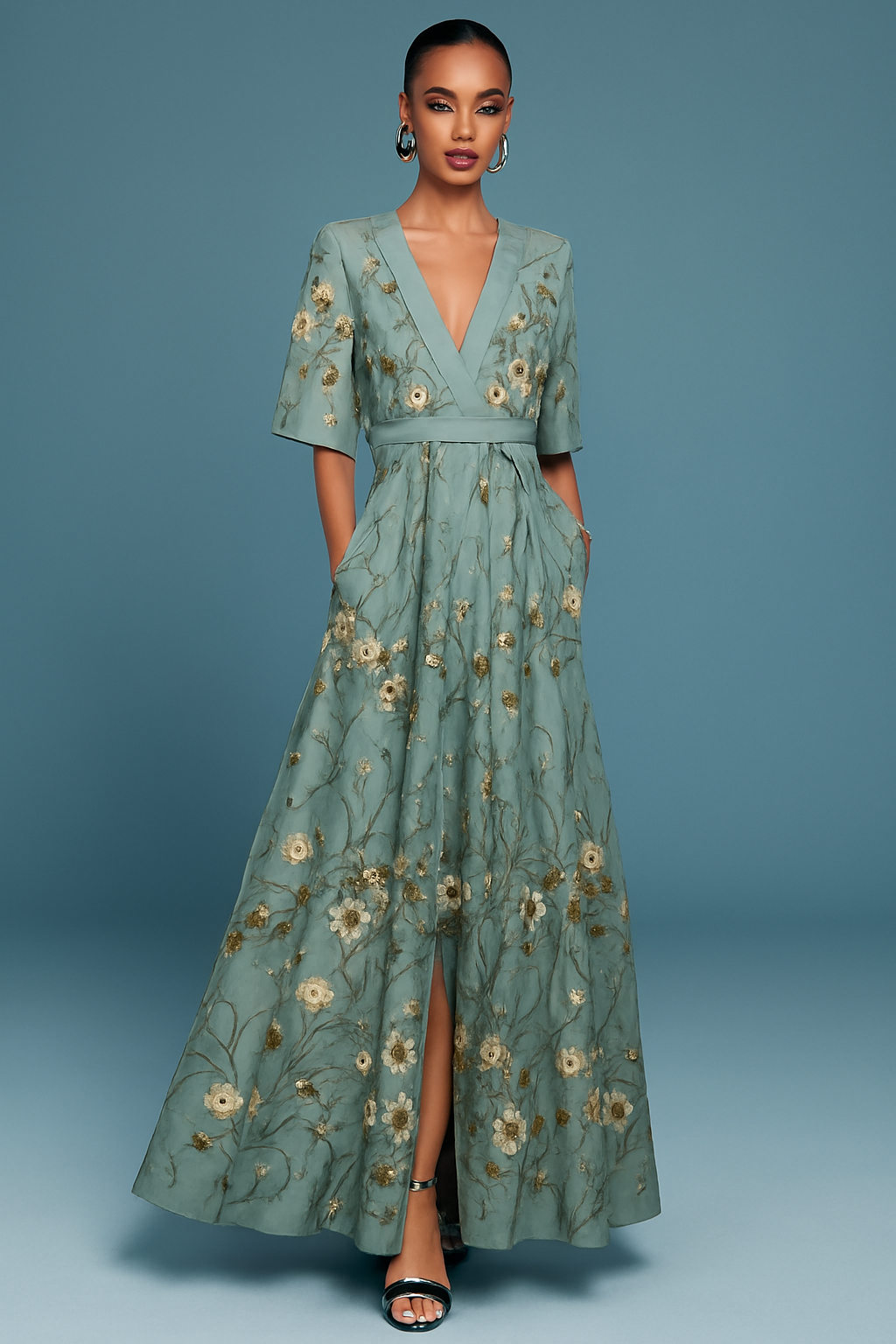 Ferlora™ | Elegant Floral Wrap Dress