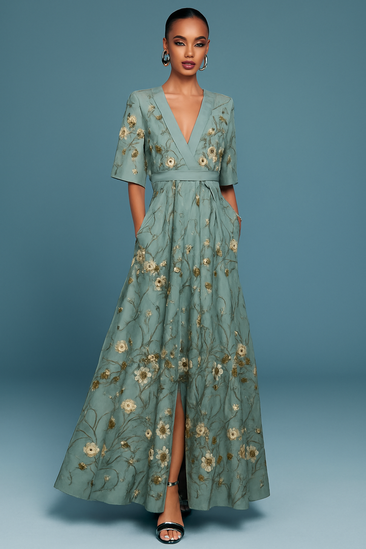 Ferlora™ | Elegant Floral Wrap Dress