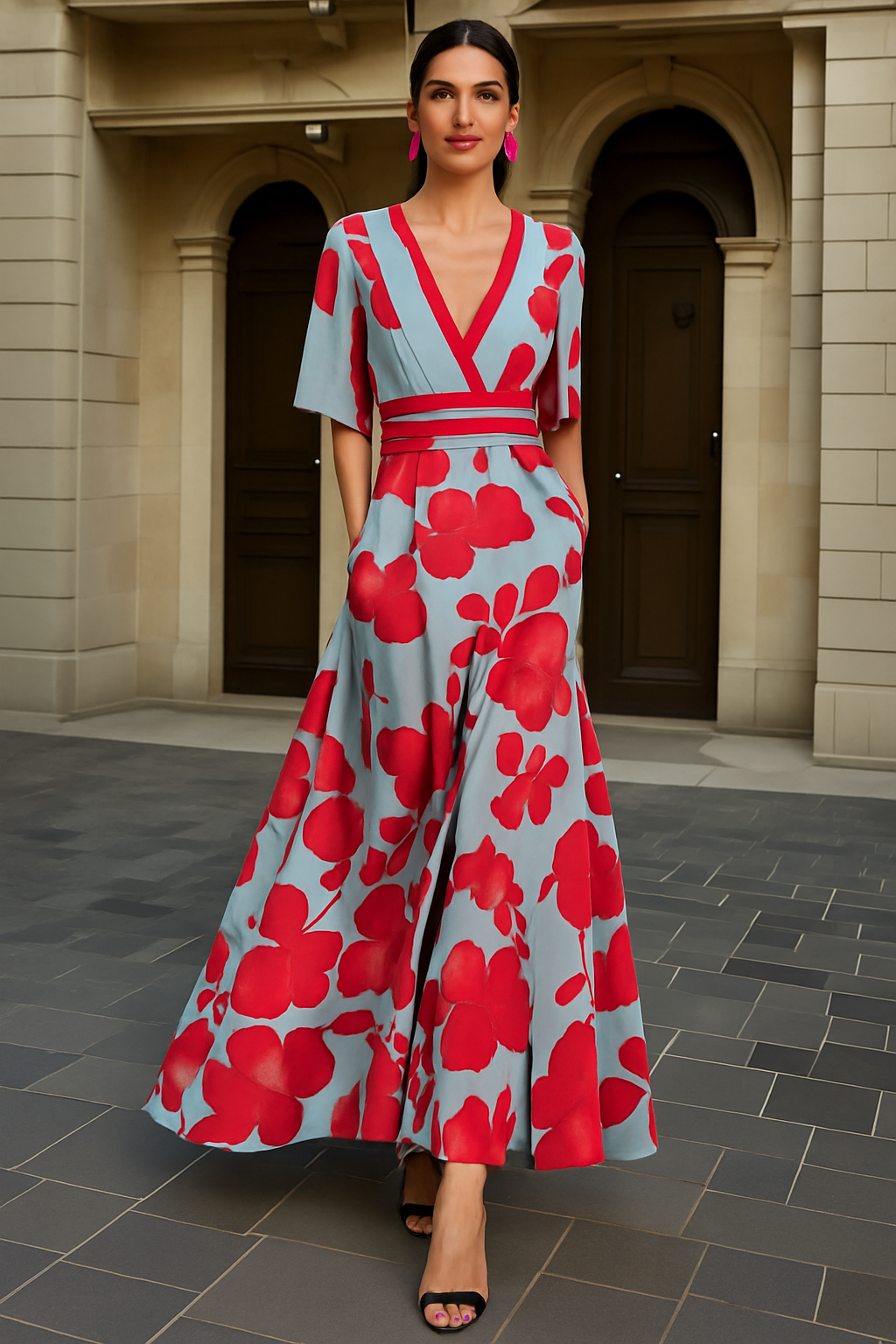 Michelle™ - Elegant Floral Wrap Dress