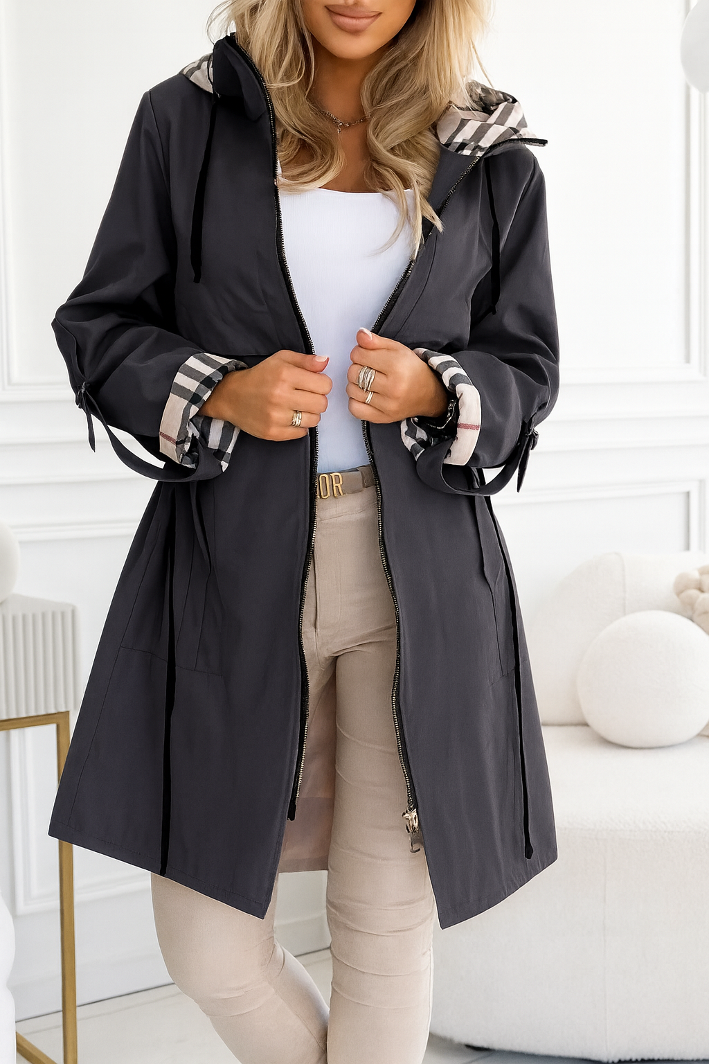 Ferlora™ | Monique Plaid Hooded Coat