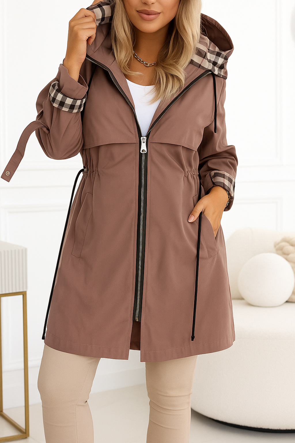 Ferlora™ | Monique Plaid Hooded Coat