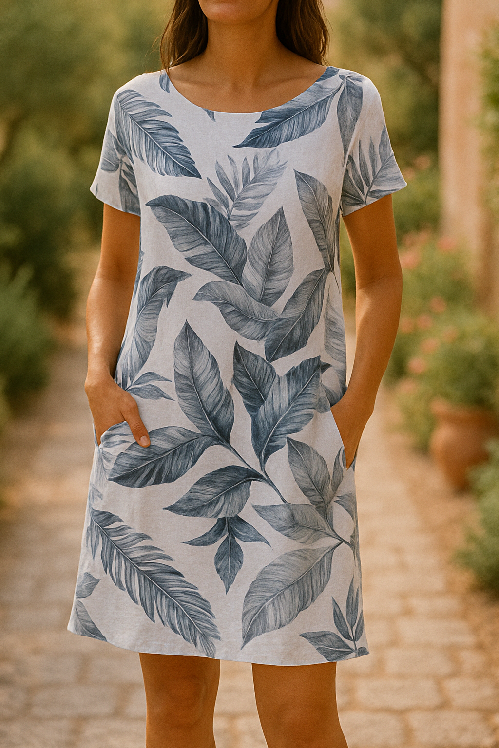 Ferlora™ | Elegant Midi Dress with Botanical Print