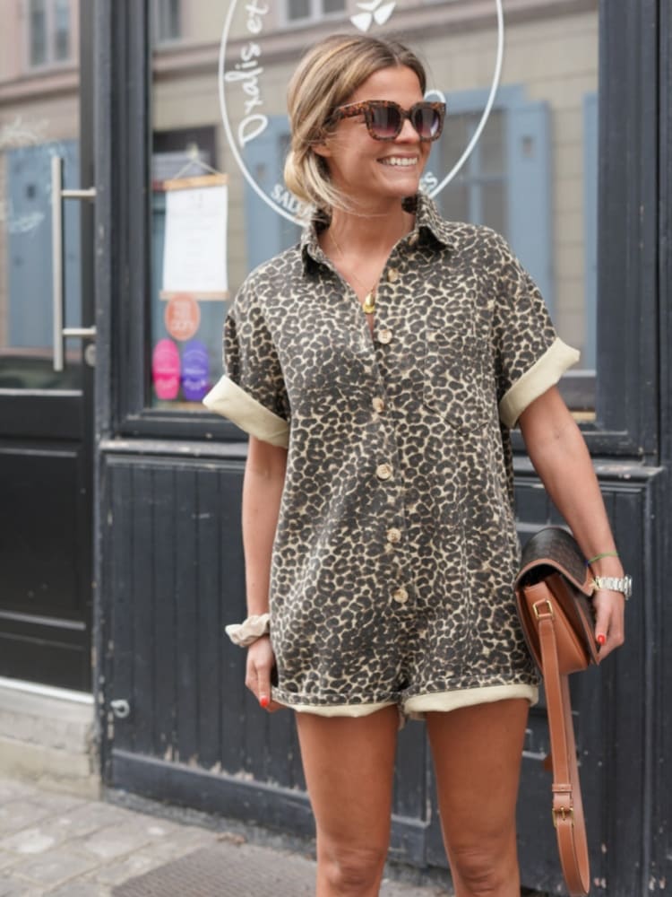 Ferlora™ | Leopard Print Shirt Dress for Bold Summer Style