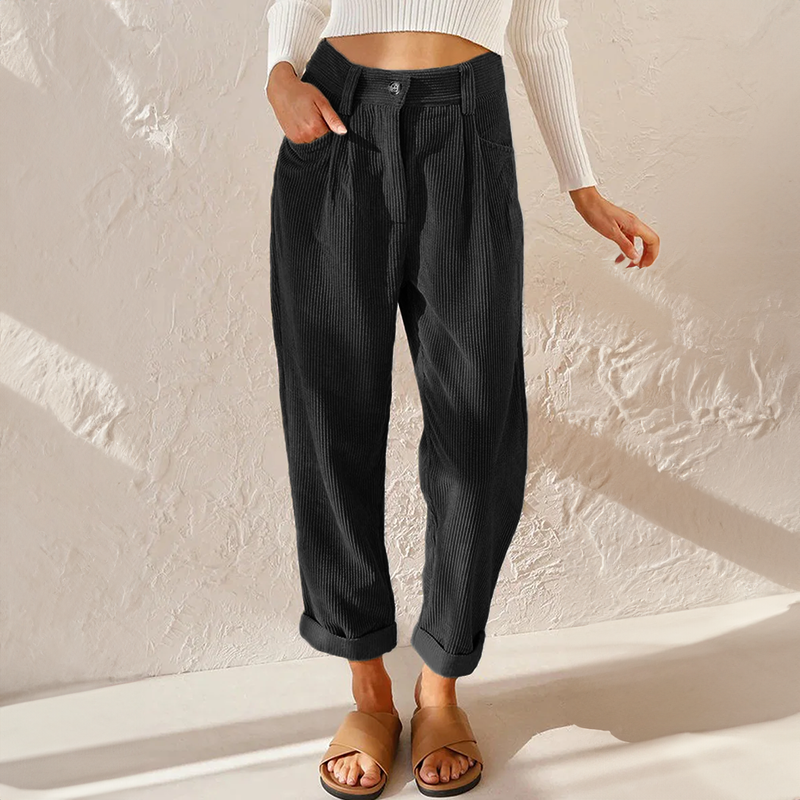 LINDSAY | COMFORTABLE HIGH-WAIST CORDUROY PANTS - Ferlora