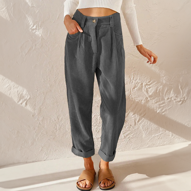 MINA | COMFORTABLE HIGH-WAIST CORDUROY PANTS - Ferlora