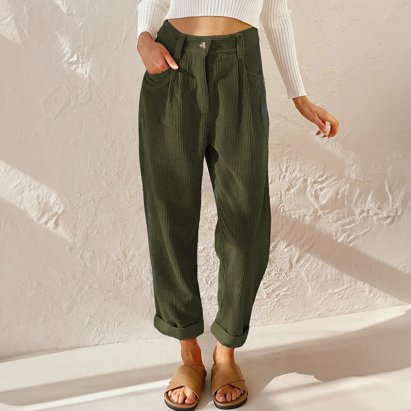 ANNIE | COMFORTABLE HIGH-WAIST CORDUROY PANTS - Ferlora