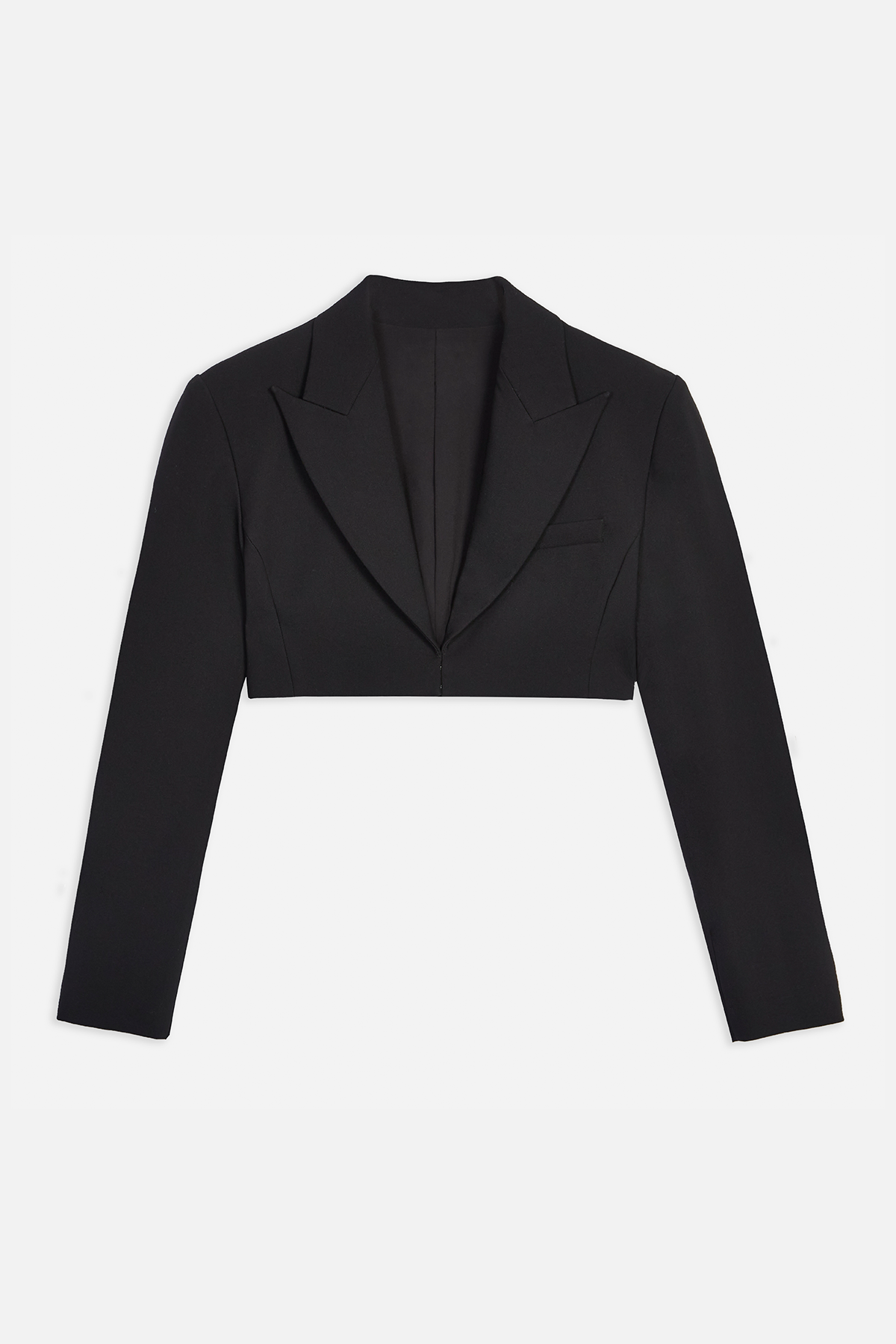 Hook & Eye Cropped Blazer - Black - Ferlora