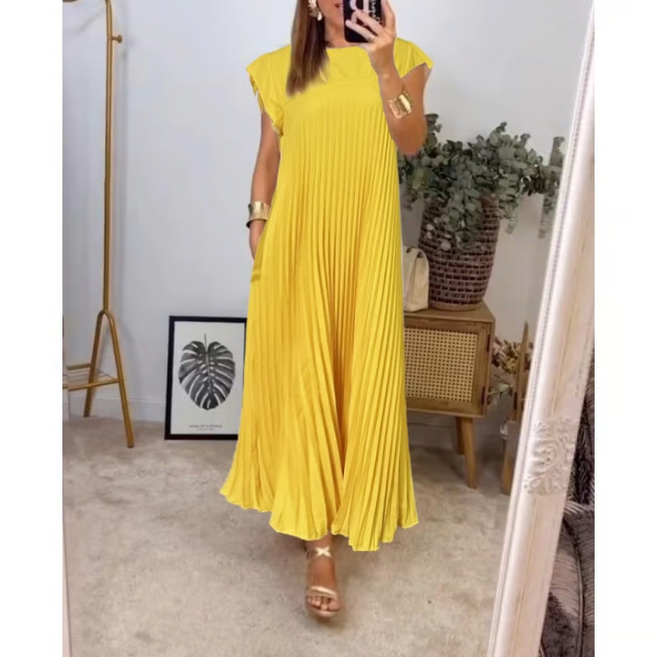 Sophia - Elegant Spliced Pleated Maxi Dress - Ferlora