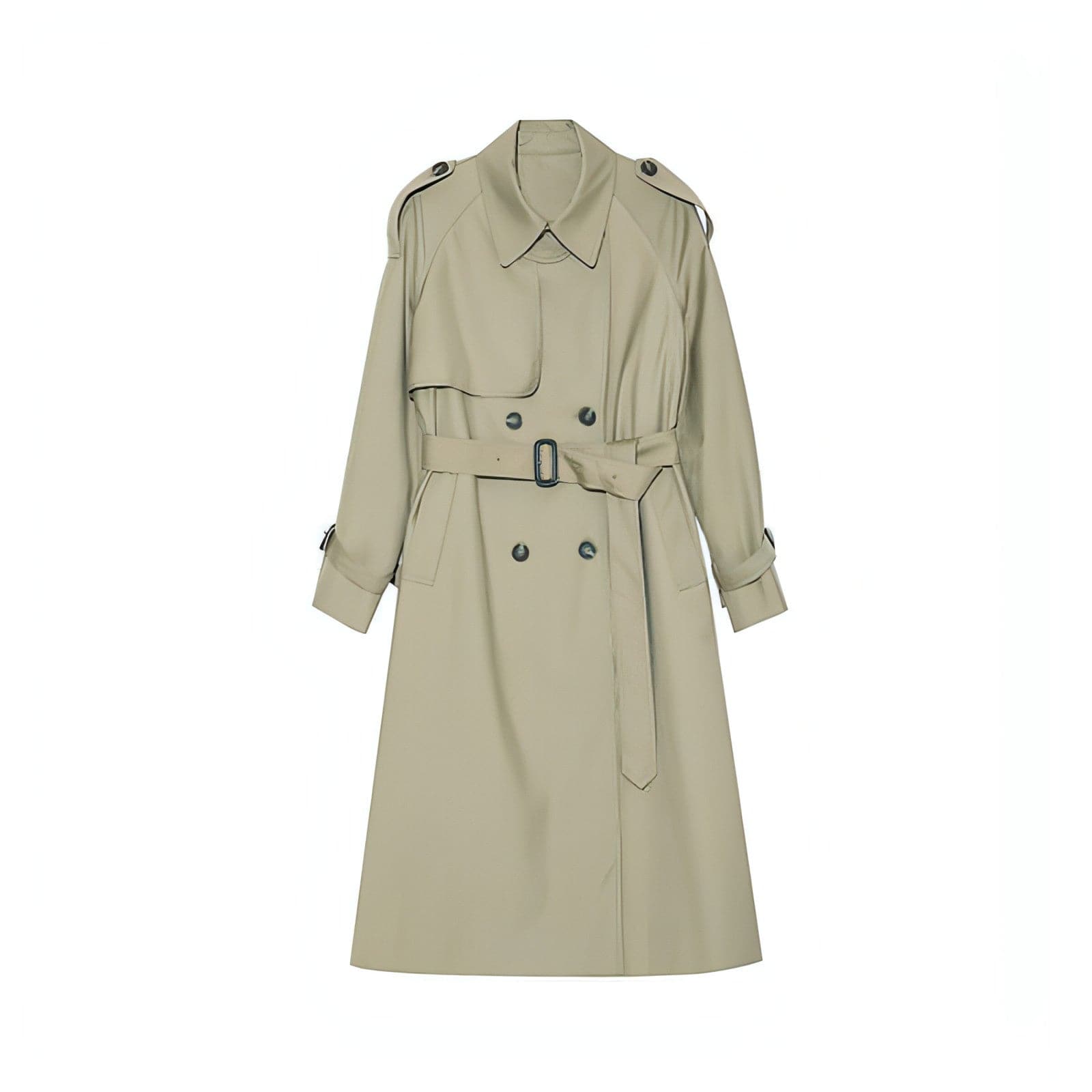 Double-Breasted Loose Mid-Length Melton Trench Coat