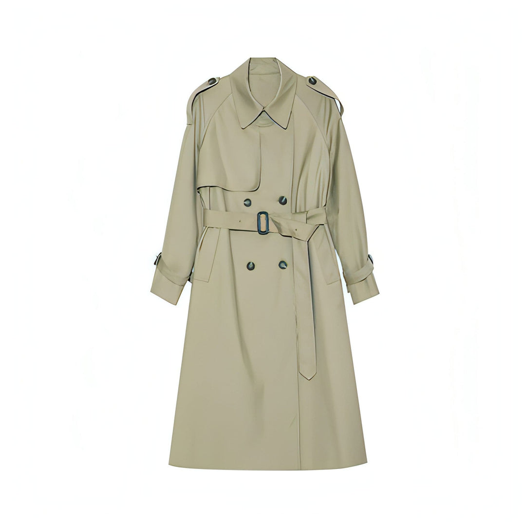 Ferlora™ | Double-Breasted Loose Mid-Length Melton Trench Coat