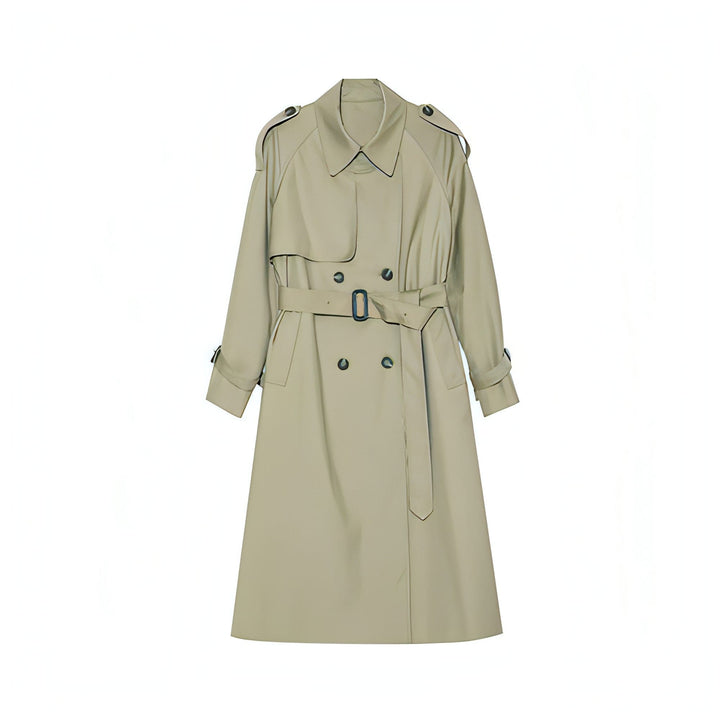 Ferlora™ | Double-Breasted Loose Mid-Length Melton Trench Coat