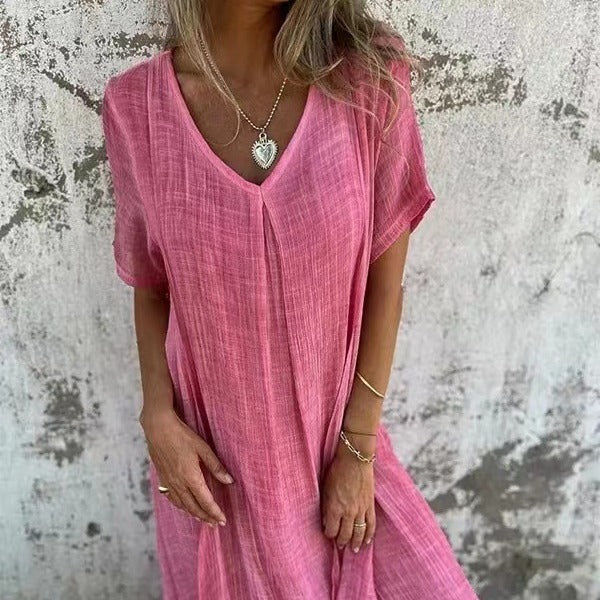 Ferlora™ | Loose-Fit V-Neck Summer Dress