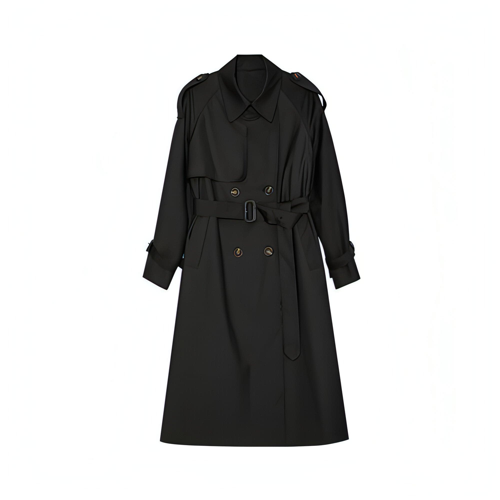 Double-Breasted Loose Mid-Length Melton Trench Coat