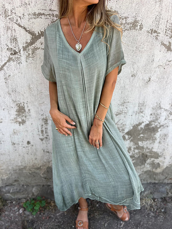 Ferlora™ | Loose-Fit V-Neck Summer Dress