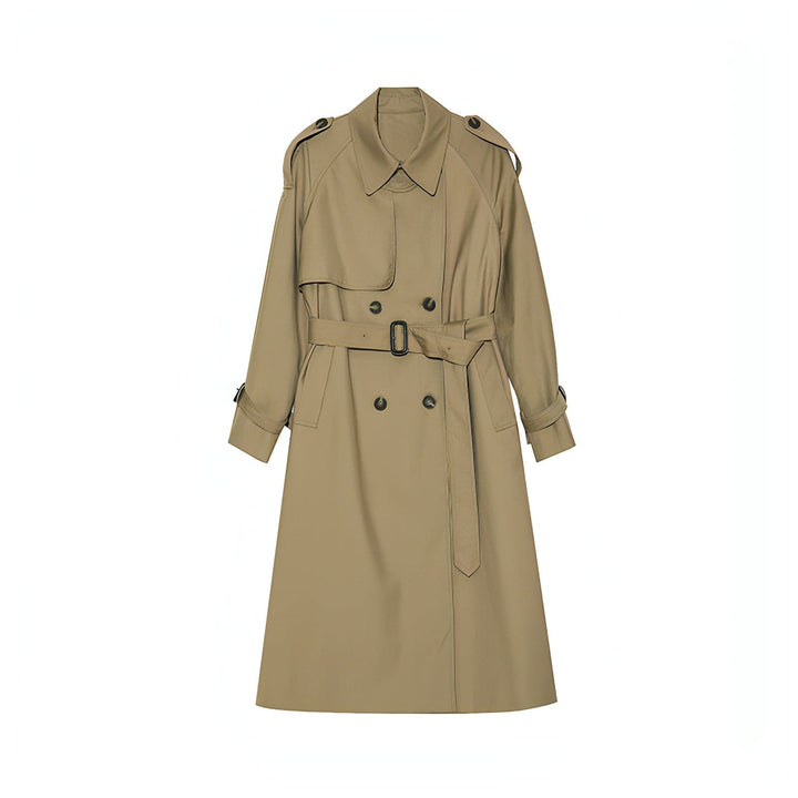 Ferlora™ | Double-Breasted Loose Mid-Length Melton Trench Coat
